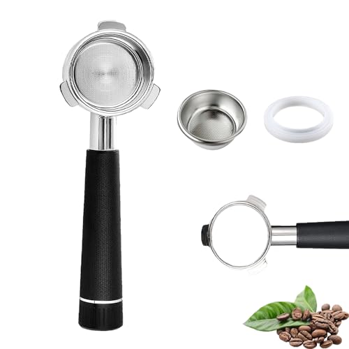 Ailgely 54mm Bottomless Portafilter,Espresso Bottomless Portafilter with 3 Ear,with Silicone Ring and Filter Basket,Anti-Slip Alloy Handle,for Breville870/875/878/880 Coffee Machine