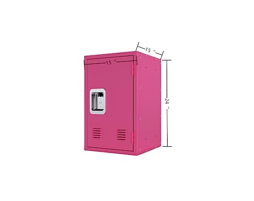 Metal Locker Cabinet for Storage with Door, Small Steel Office Storage Cabinet with Lock, Locking File Cabinet for Home Office, Living Room, Bedroom, Garage, Pink Metal Storage Cabinet