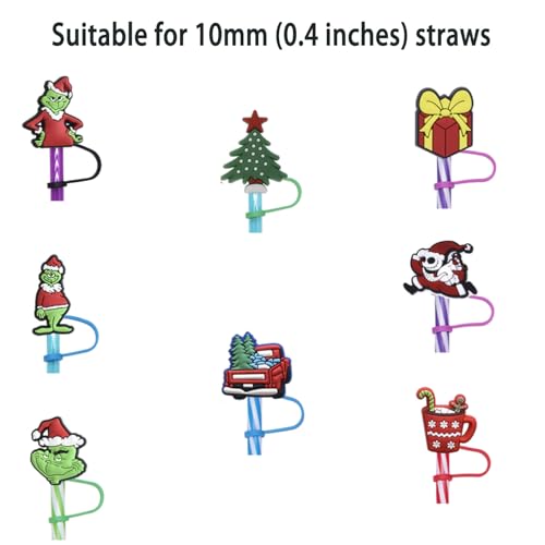 8Pcs Christmas Straw Toppers