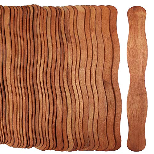 50 Sticks, Brown Color Wavy Craft Sticks for Fan Handles, Craft Supplies, Wedding Fans, DIY Auction Paddles