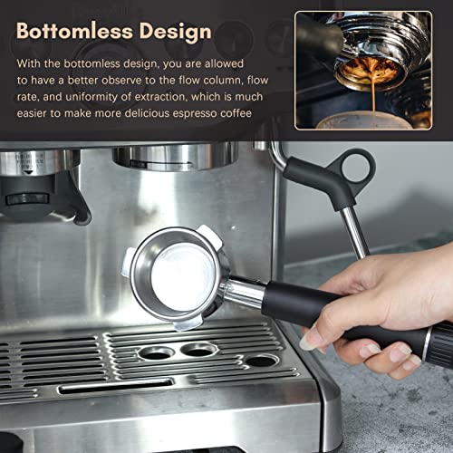 Ailgely 54mm Bottomless Portafilter,Espresso Bottomless Portafilter with 3 Ear,with Silicone Ring and Filter Basket,Anti-Slip Alloy Handle,for Breville870/875/878/880 Coffee Machine