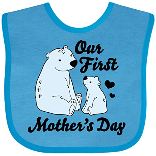 inktastic Our First Mothers Day with Polar Bears Baby Bib Turquoise 358a4