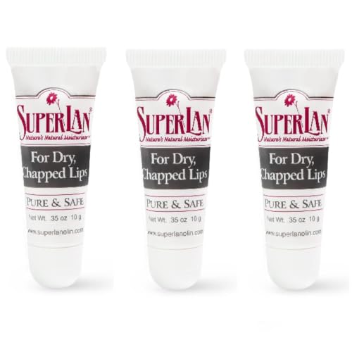 Lanolin Lip Balm 3 pack - Organic Lip Repair for Hot/Dry Weather - Natural nipple cream - Moisturizer for cracked lips - Hydrating lip care - Ultra pure jojoba oil - Chapstick Men & Women (1.05 oz)