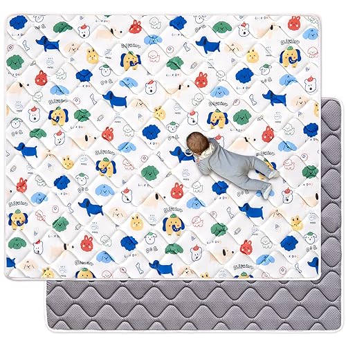 VIVIDVIBEBEARPAS Premium Foam Baby Play Mat 79'' X 63'',Thick One-Piece Crawling Mat,Odorless Floor Mat,Non-Slip Cushioned Playmat for Infants,Babies,Toddlers. Machine Washable Easy Care.