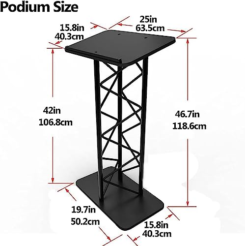 MYZIJI Podium Stand Lectern Classroom Desk Podium Stand Portable Truss Metal and Wood Podium, Pulpits for Churches, Speaker Table Top Podium for Speeches and Other Occasions