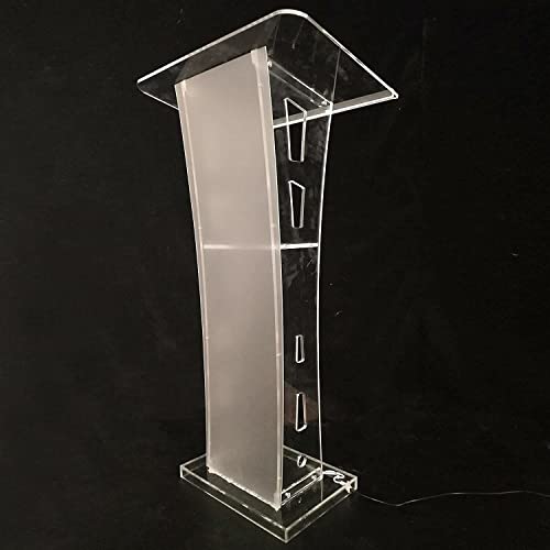 Clear Podium Stand Acrylic Pulpits for Churches Professional Portable Presentation Podium Lectern with Wide Reading Surface for Restaurants Office and Classrooms (43in Height, Clear)