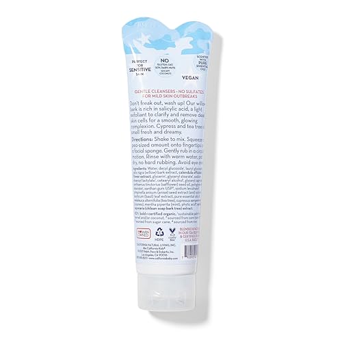 California Kids Face Wash + Facial Sponge | Gentle Exfoliating Face Wash | Mild Salicylic Acid Cleanser For Sensitive Skin | 1.8 oz. / 51 mL