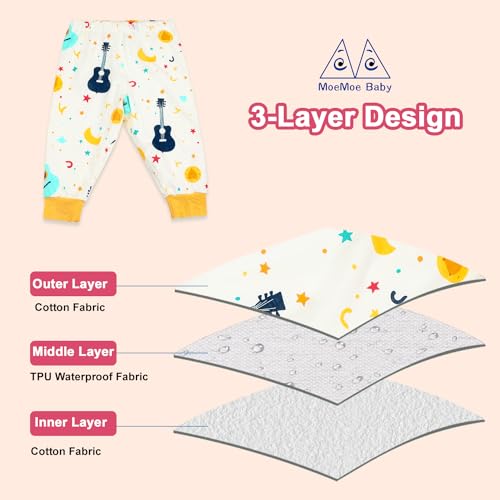 MOEMOE BABY Waterproof Diaper Pants for Potty Training 2 Packs Overnight Diaper Short for Toddler Boys and Girls