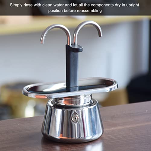 LIZEALUCKY Stainless Steel Moka Pot, Stovetop Double Spout Espresso Maker, Classic Italian Style Coffee Machine,Dark And Rich Brew Flows in Minutes,No Frill Operation,Use on Stove at Home or Camping
