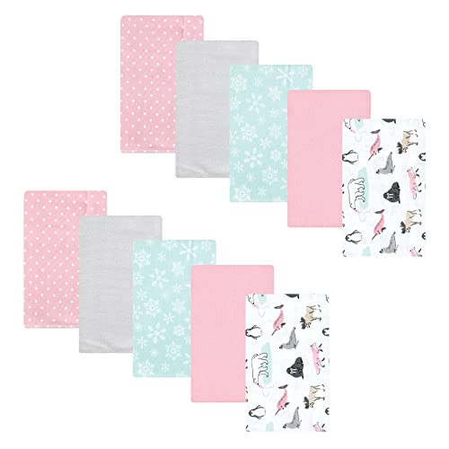 Hudson Baby Unisex Baby Cotton Flannel Burp Cloths, Girl Arctic Animals, One Size