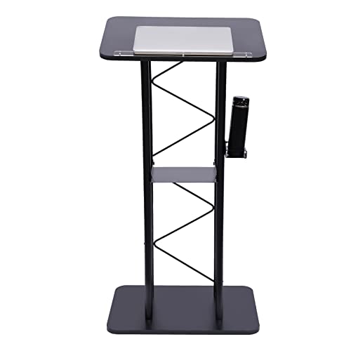 Curved Metal Lectern Podium,Floor Standing Speaking Lectern Pulpit Desk, Slanted Top, PS Plate +Iron+MDF, Multi-purpose Conference Pulpit Podium