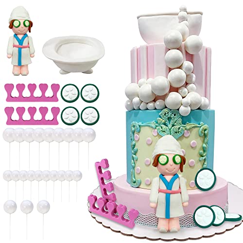 Spa Cake Decorations Balls Cake Topper Spa Theme Party Supplies for Make Up Birthday Party Favor Decoration