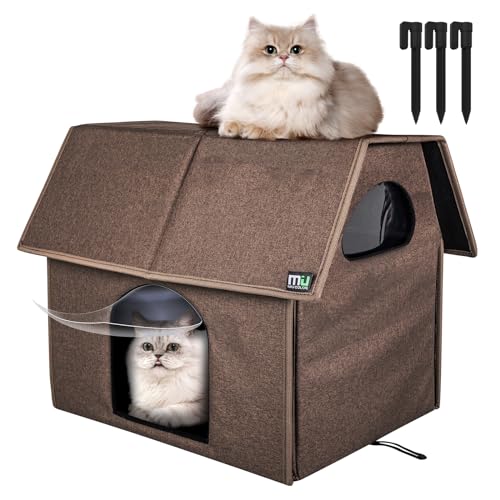 MIU Color Outdoor Cat House, Upgraded Large Weatherproof Cat Houses for Outdoor/Indoor Cats, Insulated Feral Cat Shelter with Removable Soft Mat, Easy to Assemble