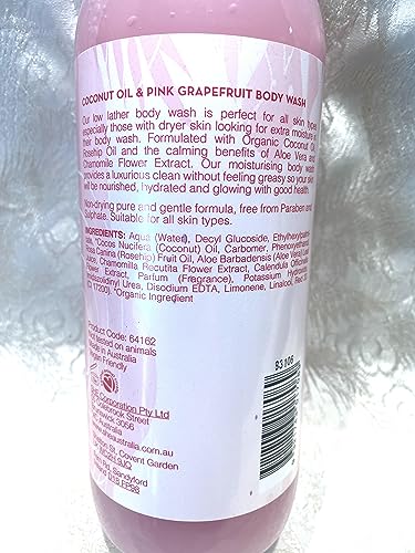 Om She Aromatherapy PINK GRAPEFRUIT Scented Shower Body Wash w/Coconut Oil 33.8 oz