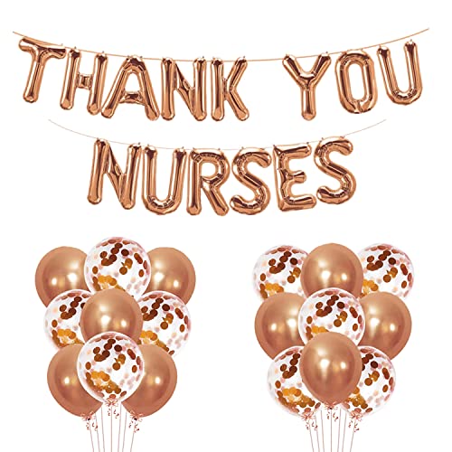 Thank You Nurses Balloons Rose Gold