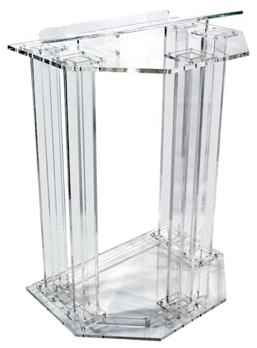 Kingdom Faceted Column Style Acrylic Lectern or Podium | Modern, Contemporary Acrylic Lectern for Churches, Schools, and Offices