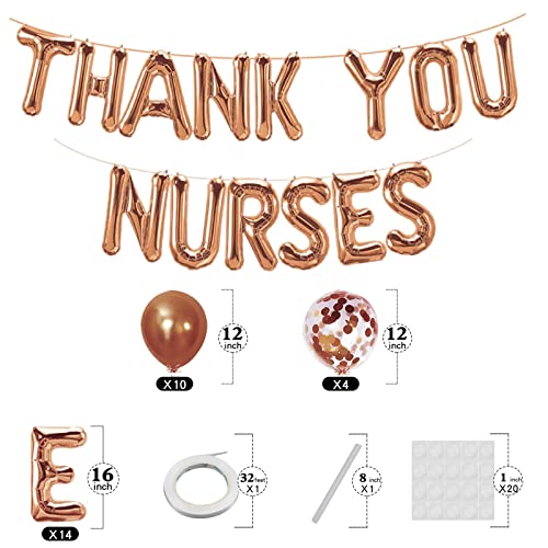 Thank You Nurses Balloons Rose Gold