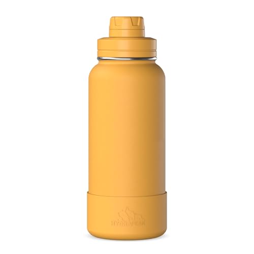 Hydrapeak 32oz Sport Insulated Water Bottle with Chug Lid, Leak & Spill Proof, Keeps Drinks Cold for 24 Hours, Hot for 12 Hours, Premium Stainless Steel Water Bottles (32oz, Tangerine)