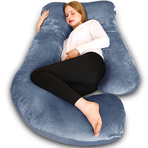 Chilling Home Pregnancy Pillows for Sleeping, U Shaped Body Pillow 63 inch Pregnant Pillow for Sleeping Full Body Pillow, Pregnancy Must Haves Maternity Pillows Velvet Cover