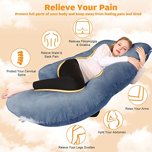 Chilling Home Pregnancy Pillows for Sleeping, U Shaped Body Pillow 63 inch Pregnant Pillow for Sleeping Full Body Pillow, Pregnancy Must Haves Maternity Pillows Velvet Cover