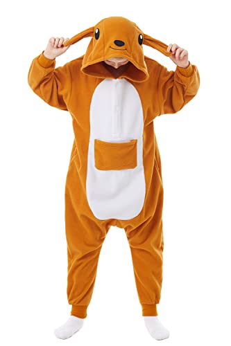 CANASOUR Kangaroo Costumes Kids Christmas Halloween Anime Cosplay Animal One Piece Onesie Pajamas 4T Girls Boys (4T, Kangaroo Orange)