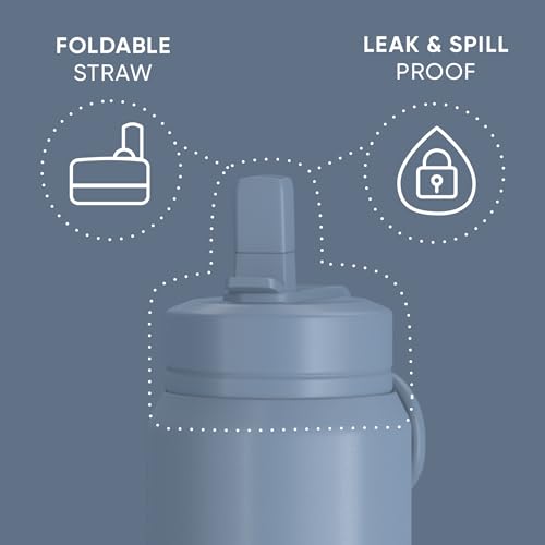 Hydrapeak 26oz Sport Insulated Water Bottle with Straw or Chug Lid, Leak & Spill Proof, Keeps Drinks Cold for 24 Hours, Hot for 12 Hours, Premium Stainless Steel Water Bottles (26oz, Modern Blue)