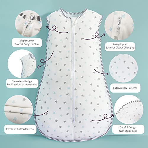 insular Wearable Blanket 2 Pack Cotton Baby Sleep Sack with 2-Way Zipper for Boys Girls Unisex, Medium(6