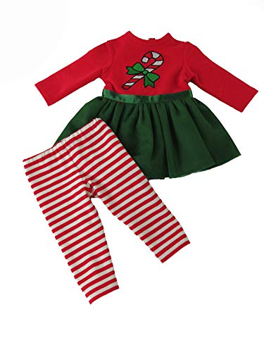 American Fashion World Candy Cane Tutu Dress Set for 18-Inch Dolls | Leggings Included |Premium Quality & Trendy Design | Dolls Clothes | Outfit Fashions for Dolls for Popular Brands