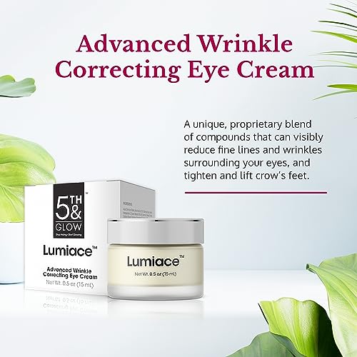 5th & Glow Lumiace Eye Wrinkle Cream for Women, Eye Firming Cream for Sagging Skin and Crows Feet, Under Eye Cream for Puffiness and Bags, Reduces the Appearance of Fine Lines and Wrinkles