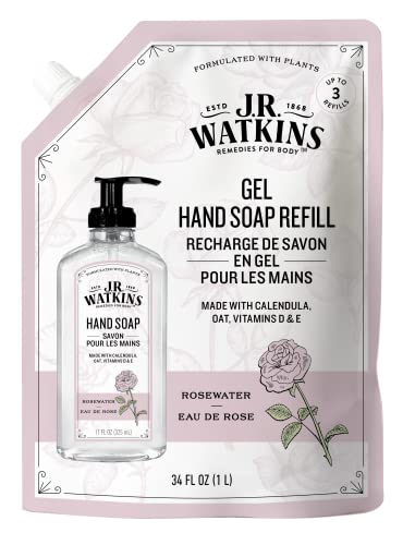 J.R. Watkins Rosewater Liquid Hand Soap Refill Pouch 1 L