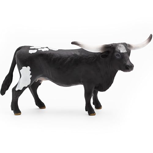 Gemini&Genius Farm Animal Toys, Longhorn Cow Action Figure, Hand Painted