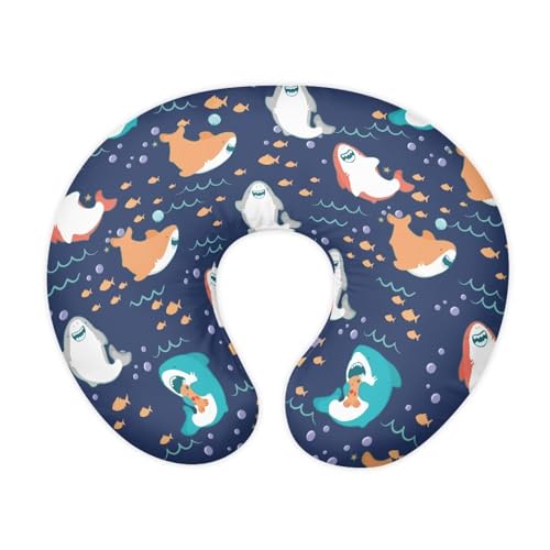 Panskyllis Cartoon Shark Nursing Pillow Detachable Newborn Original Breastfeeding Slipcover Case and Positioner Washable Head Support Protector Cushion Essential with Hidden Zipper Easy Care