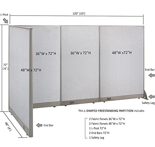 GOF Freestanding L Shaped Office Partition, Large Fabric Room Divider Panel