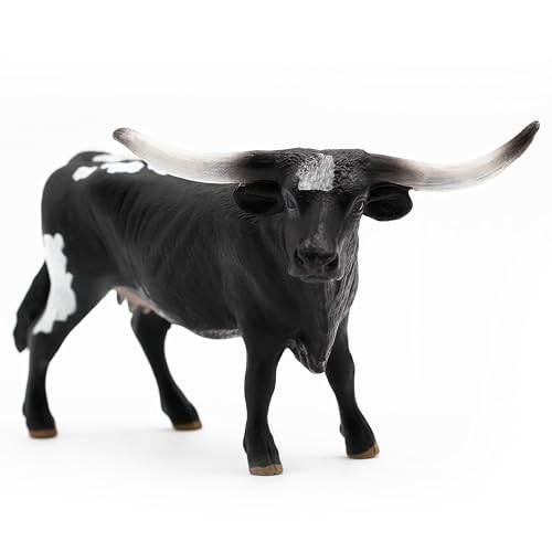 Gemini&Genius Farm Animal Toys, Longhorn Cow Action Figure, Hand Painted