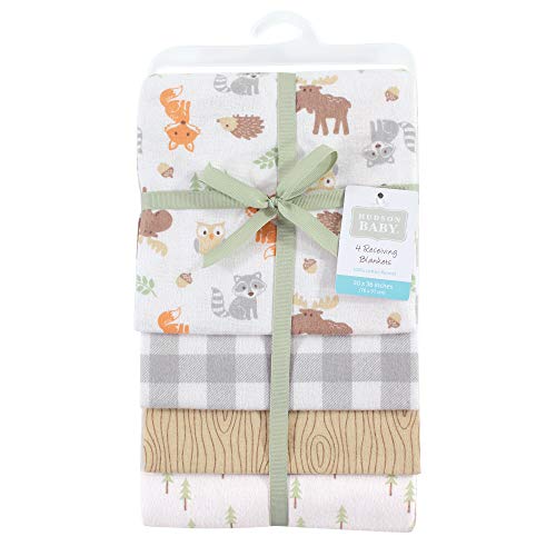 Hudson Baby Unisex Baby Cotton Flannel Receiving Blankets, Woodland, One Size