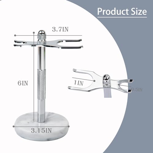 NUOYIA Razor and Brush Stand,Marble Base Razor Holder is More Stable,the Base Will Not Rust and the Fitted Protective Spacer Protects Your Countertop.Better Decoration as a Gift(White)