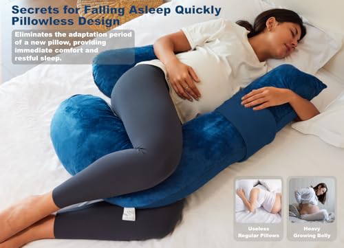 Pregnancy Pillows for Sleeping, Maternity Pillow for Side Sleeper, Support for Back, Legs, Belly, HIPS for Pregnant Women Blue