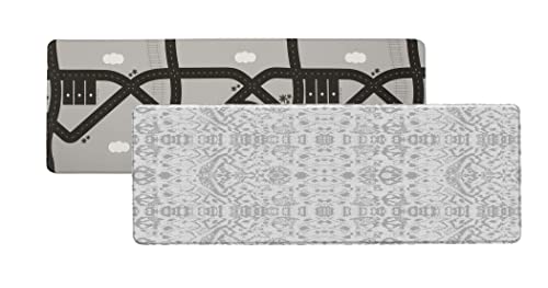 Ruggish Romy Play Runner 5.9 x 2.1 ft - Soft Cushion Reversible Baby Kids Playmat + Interactive Play Map + Waterproof (Warm Grey)