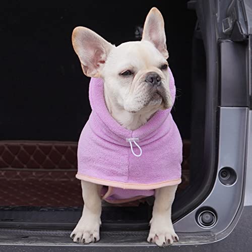 Harikaji Dog Bathrobe Towel, Cat Bathrobe Microfiber Fast Drying Absorbent Hooded Bath Towel for Puppy Small Medium Large Dog Cat(Purple,M)