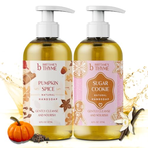 Brittanie's Thyme Fall Natural Olive Oil Liquid Hand Soap | Vitamin E to Replenish Moisture and Nourish Skin (Pumpkin Spice/Sugar Cookie)