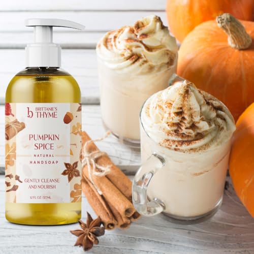 Brittanie's Thyme Fall Natural Olive Oil Liquid Hand Soap | Vitamin E to Replenish Moisture and Nourish Skin (Pumpkin Spice/Sugar Cookie)