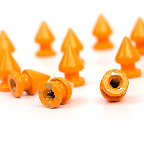 RUBYCA 12MM 100 Sets Metal Tree Spikes and Studs Metallic Screw-Back for DIY Punk Leather-Craft Orange