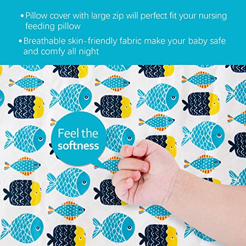 Biloban Nursing Pillow Cover 2 Pack for Breastfeeding Pillow, Ultra Soft and Cozy Nursing Slipcovers, Snug Fits Boppy Pillow, Perfect Choice for Mom
