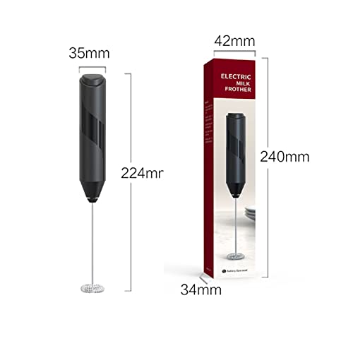 Milk Frother Handheld, Electric Milk Foam Maker Hand Frother Stainless Steel Mini Foam Maker for Coffee Hot Chocolate Black