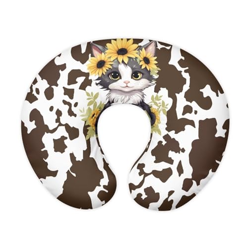 Panskyllis Sunflower Cow Cat Nursing Pillow Detachable Newborn Original Breastfeeding Slipcover Case and Positioner Soft Head Support Protector Cushion Essential with Hidden Zipper Easy to Use