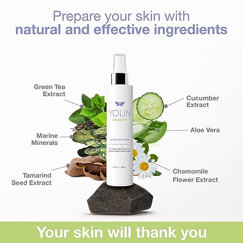 YOUN Beauty Green Tea Toner Face Mist Spray | Alcohol-Free, pH-Balancing & Hydrating Toner with Green Tea and Chamomile Extracts by Dr. Anthony Youn (180ml)