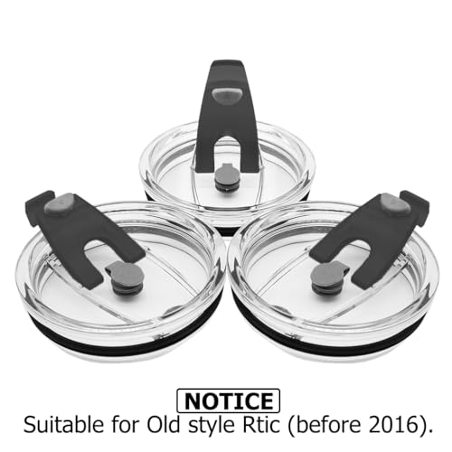 CNYMANY 3 Packs Lids for 30oz Tumblers, Spill-proof Splash Resistant Straw-friendly Cover for Old Style Rtic, Ozark Trail 30 oz. Cups - Black