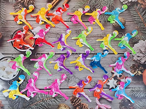 24 Packs Bulk Sports Backpack Mini Pop Keychain fidgets Bubble Toys Children Classroom Students Gifts from Teacher, Birthday summer party favors