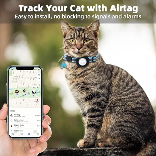 Airtag Cat Collar, Air tag Cat Collar with Bell and Safety Buckle in 3/8