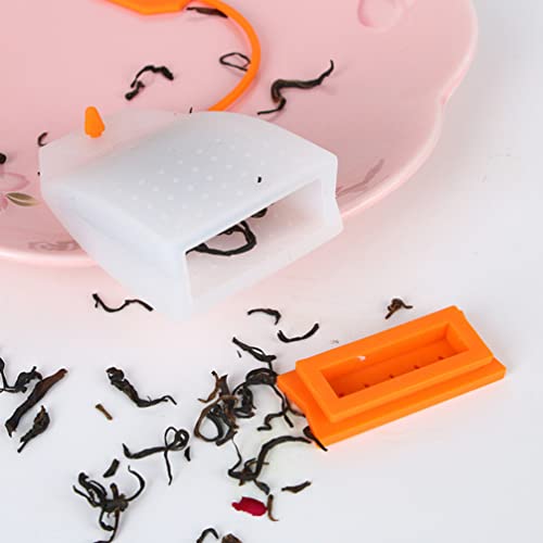 Cabilock Silicone Tea Infuser Strainer Food-Grade Silicone Easy Open Design for Teapots Cups Mugs for Loose Leaf Tea Orange